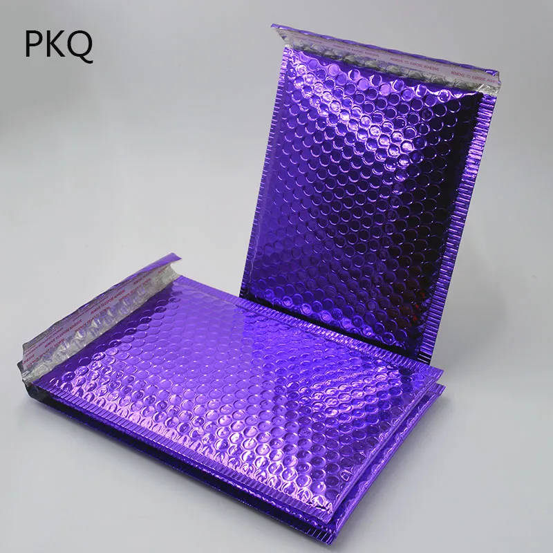 100pcs/Pack Purple Bubble Envelop, Aluminum Metallic Foil Bubble Mailer for Gift Packaging, Wedding Favor Bag Free Shipping