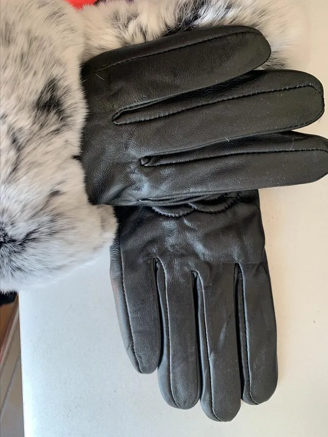 Fashion- real leather rabbit Leather gloves and velvet touch screen rex rabbit hair mouth Korean version of the bicycle cold warm sheeps