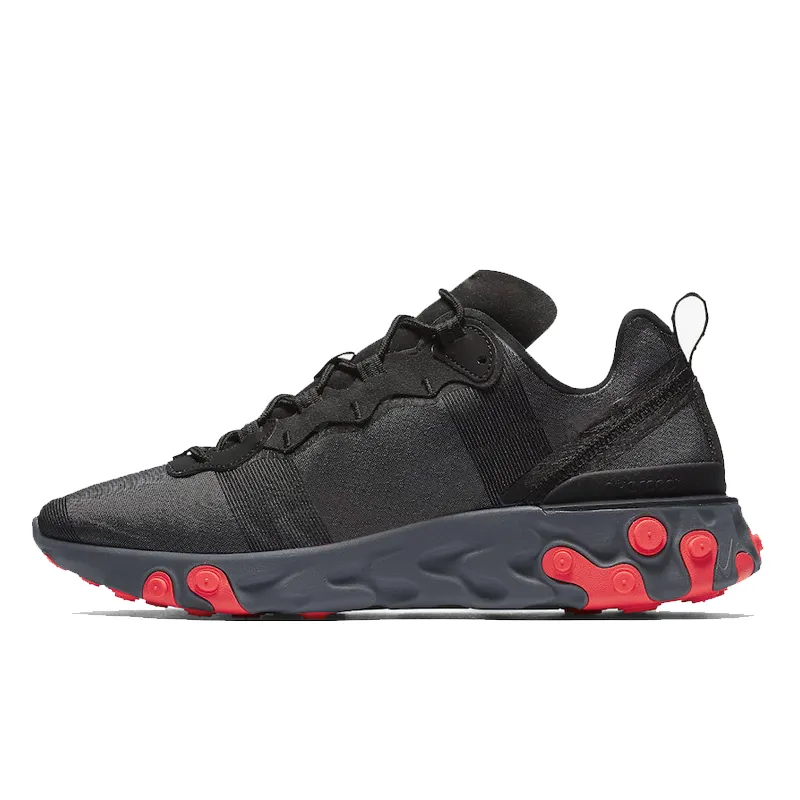 Nike women's react element 55 trainer black hot sale / white / red / gold