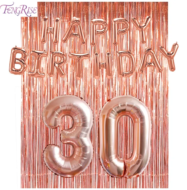 FENGRISE 92*245cm Rose Gold Party Decoration Shimmering Foil Fringe Tinsel Door Curtain Wedding Birthday Photo Backdrop Supplies