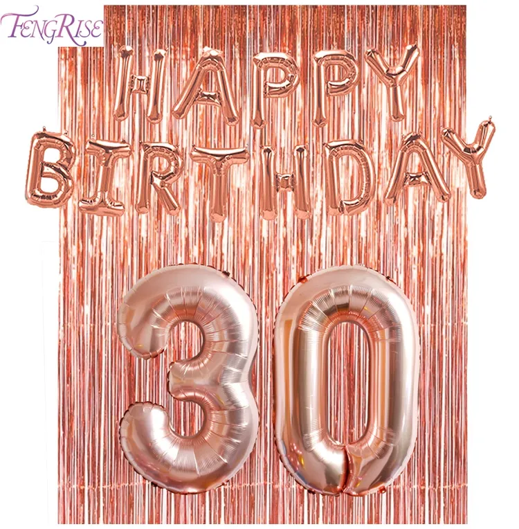 FENGRISE 92 * 245 centímetros Rose partido do ouro Decoração cintilante Foil Fringe Tinsel Porta Cortina de casamento da foto do aniversário de Fundo Supplies