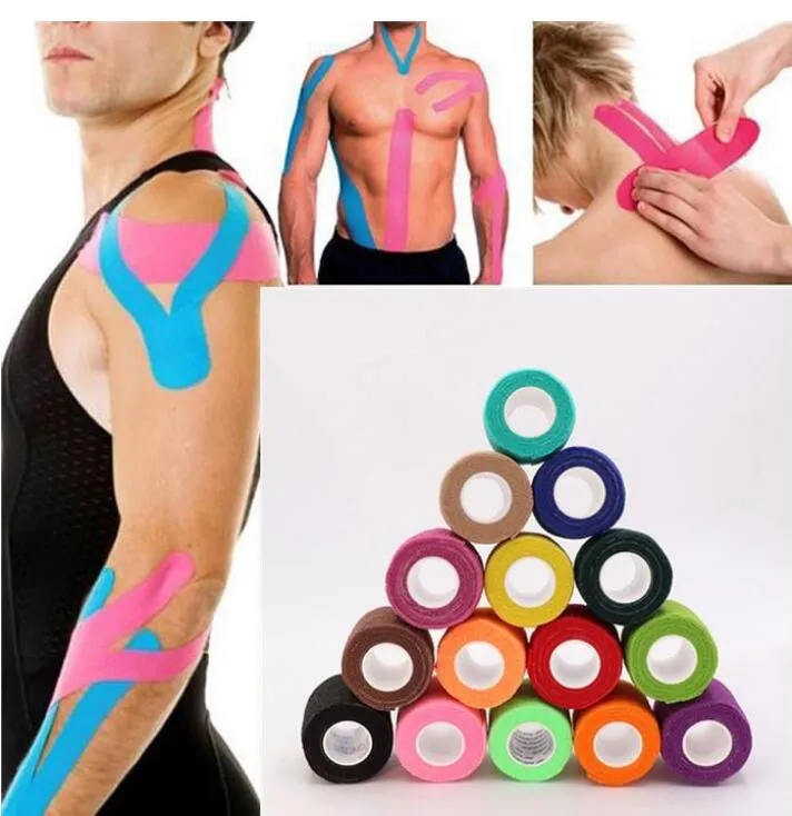 Kinesiologi Tape Athletic Tape Sport Recovery Tape Strapping Gym Fitness Tennis Running Knä Muscle Protector Scissor GD363