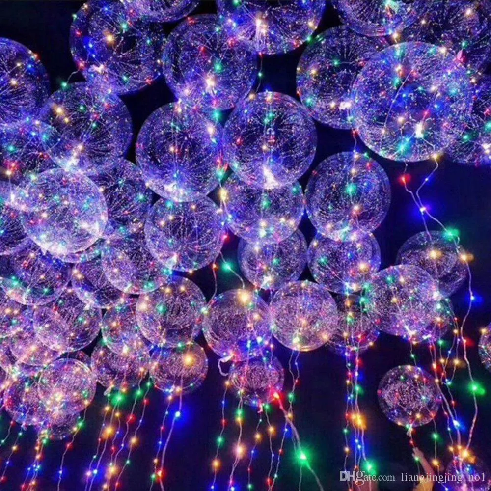 LED Bobo Balloon Transparent LED Night Light Balloons Wedding Xmas Party Lights Décor 3meter LED
