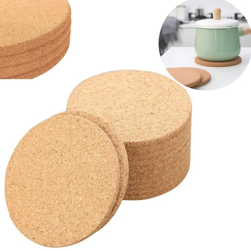 100 sztuk / partia Naturalna filiżanka kawy mata okrągłe drewno odporne na ciepło korku Cork Coaster Mat Herbata Drink Pad Table Decor Hurtownie LX8821