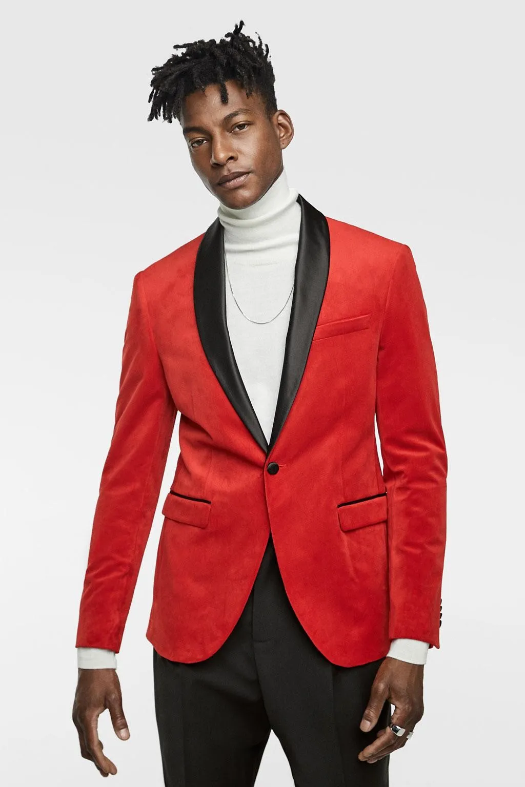 Brand New Red Velvet Noivo Smoking Preto Xale Lapela Groomsman Casamento 2 Peça Terno Moda Masculina Prom Blazer Jacket (Jacket + Pants + Tie) 93