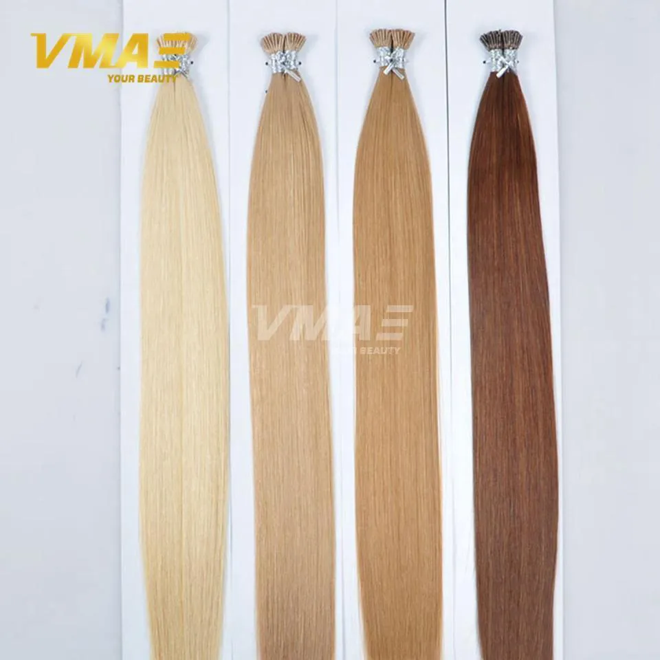 VMAE European Russian 0.5g/s 50g Double Drawn Natural Brown Blonde Straight Keratin Fusion Pre Bonded I Tip Virgin Human Hair Extensions