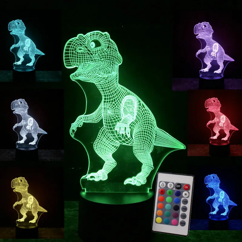 Remote Touch Control 3D LED Night Light Dinosaur series 30 patterns Change LED Table Desk Lamp Kids Xmas Gift Home decoration back base