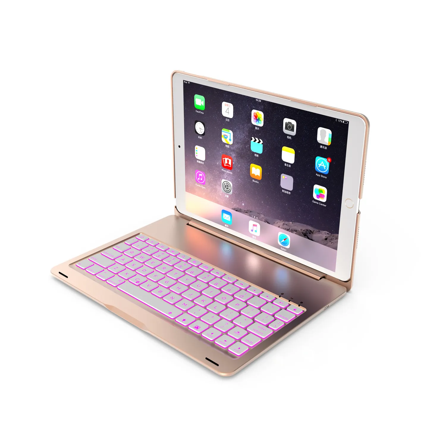 Ultra Cienki kolorowe podświetlenie Aluminiowa Pokrywa ochronna Bluetooth Keyboard Case do iPada Mini 2 3 4