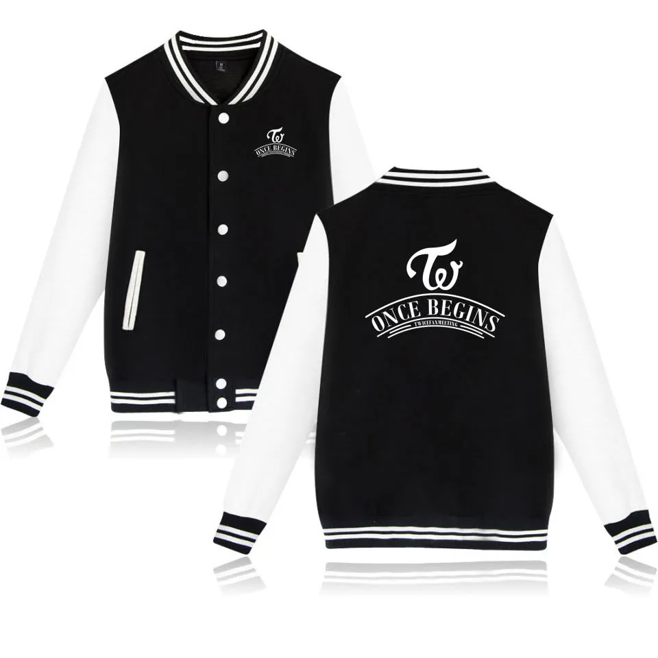 TWICE Baseball Jacket for Men and Women V-Neck Outerwear with Full