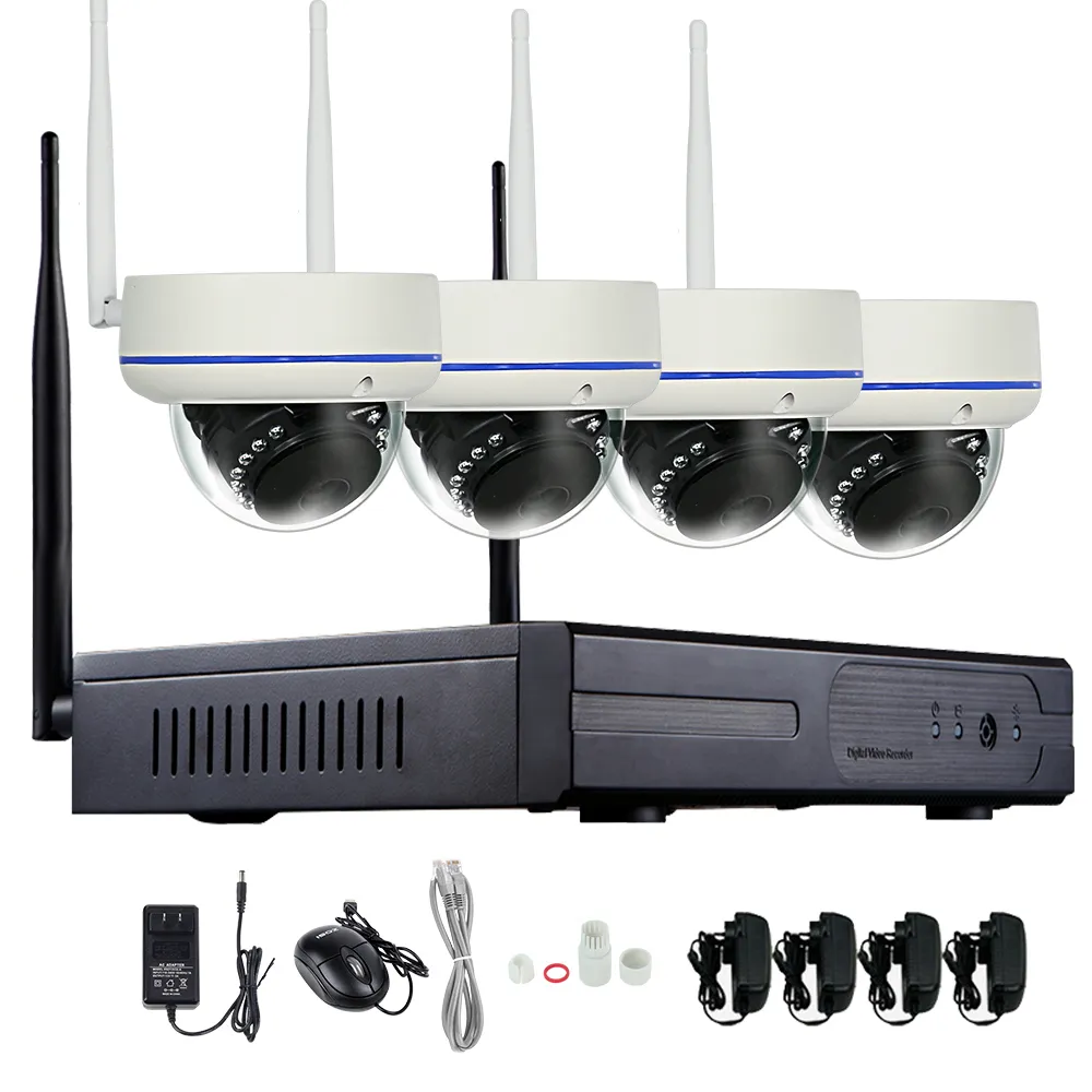 4CH Kablosuz CCTV Sistemi 1080 P 2MP NVR Kapalı CCTV Kamera IP Güvenlik Sistemi Wifi Video Gözetim Kiti