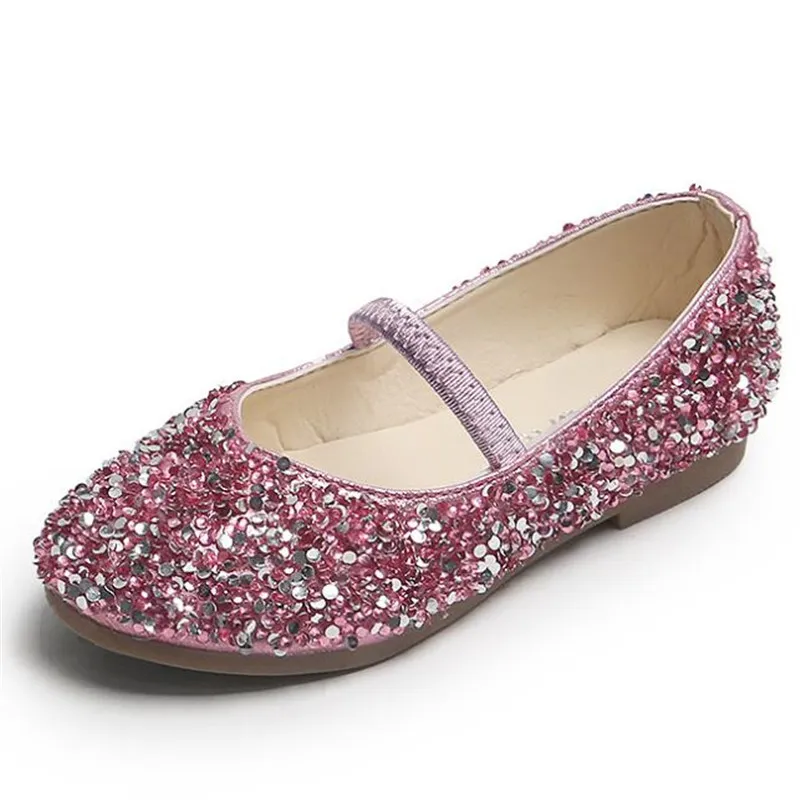 Girls Princess Sweet Cute Children Shoes 2020 Summer New Fashion Sequin Children Leather Shoes Comfortable Shallow Children Casual Shoes