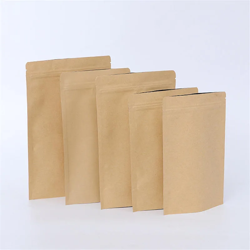 Kraft Paper Bags Aluminum Foil Mylar Zipper Retail Smell Proof Stand Up Resealable PVC Pouch For Food Cookies Snack Coffee Bean fruit Christmas Storage Packaging
