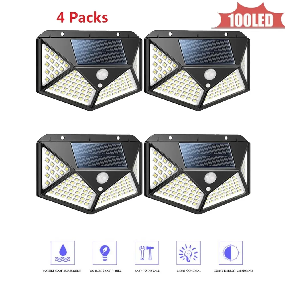 100 LED Lâmpada Solar Charged Solar a ampola da energia de emergência alimentadas para jardim ao ar livre Camping Tent Pesca 4 lados 270 ° iluminação