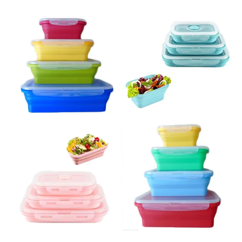 Box Pranzo In Silicone Pieghevole - 2 Compartimenti, Coperchio A Tenuta, Lavabile In Lavastoviglie E Microonde, Per Scuola E Ufficio