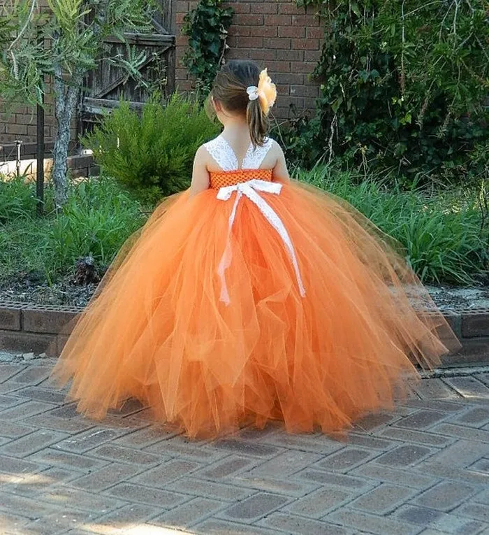 Charming Orange Flower Girl Dress for Girl Wedding Part Girl Dress Bridesmaid Birthday Party Princess Pageant Prom Dress YYXKZ49
