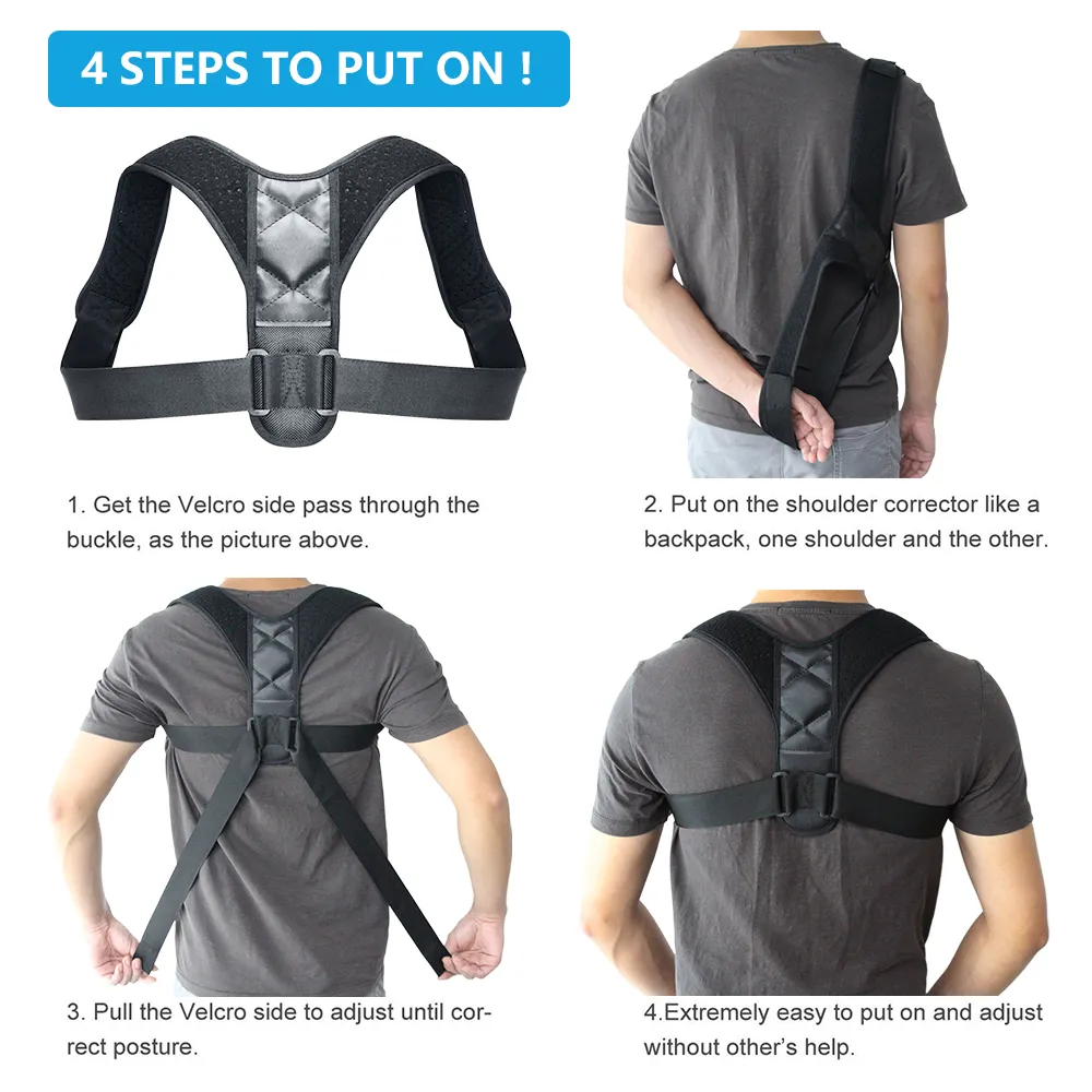 Adjustable Clavicle Posture Corrector Upper Back Brace Shoulder Lumbar  Support Belt Corset Men Women Hunchback Correction