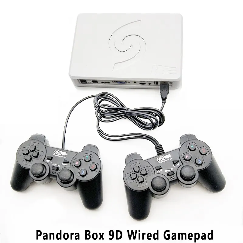 Pandora Box 9D med dubbelkopplad Gamepad Nostalgisk värd Trådlös Joypad Set 2500 i 1 Arcade Videospel Support 3D Tekken Mortal Kombat Pacman