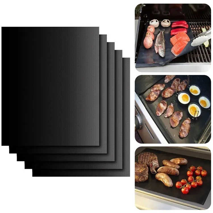 Återanvändbar icke-stick BBQ Grill Mat 3 Färger 13*15.75 tum/33*40 cm Hållbar gasgrillgrillgrillmatta picknick matlagningsverktyg