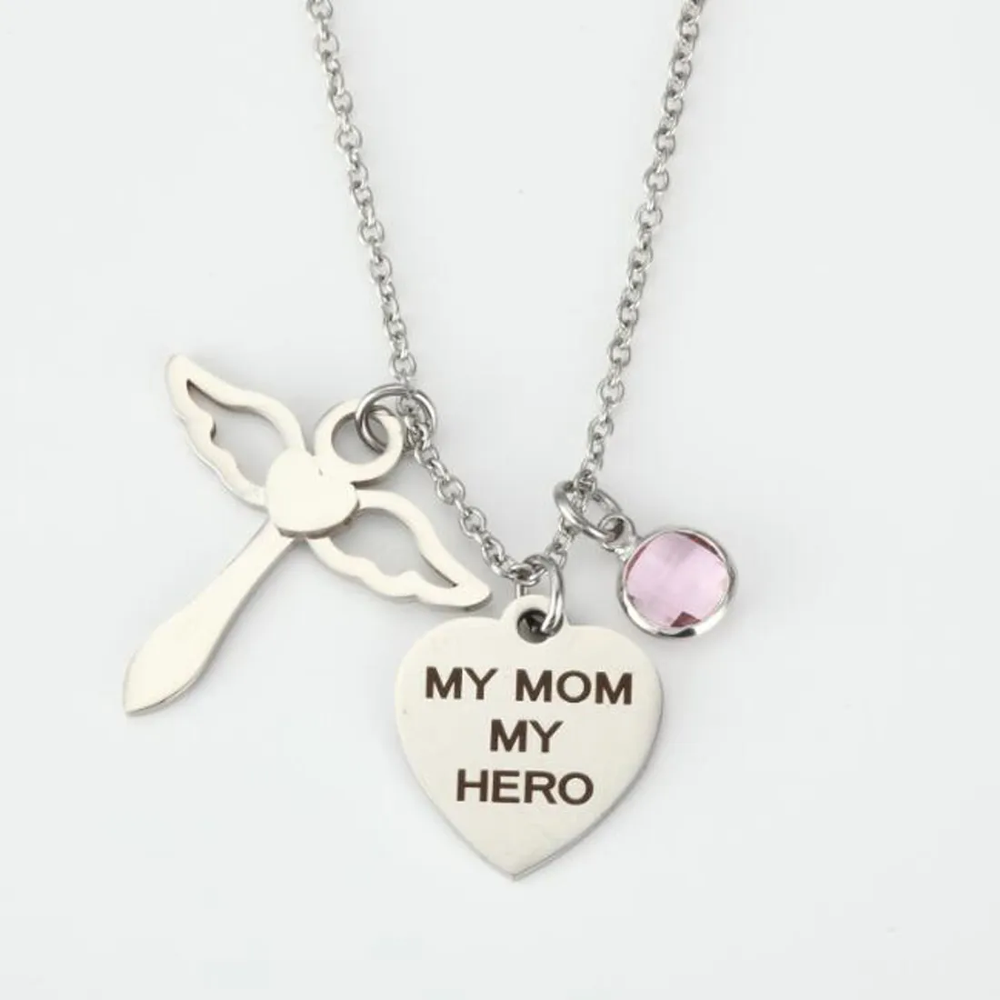 Angel Wing Love Heart Crystal Hanger Moederdag Sieraden Verjaardag Mode Gift -My Mamma My Hero Necklace