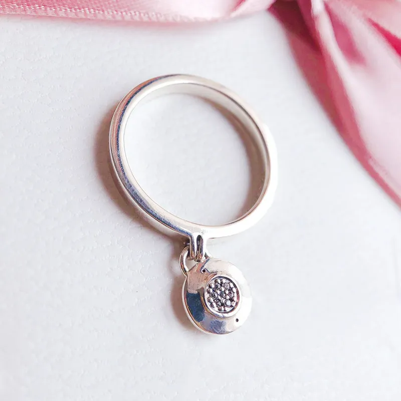 Real 925 zilveren schijf hanger Trouwring Originele doos voor Pandora CZ Diamond Women Gift Rings Set