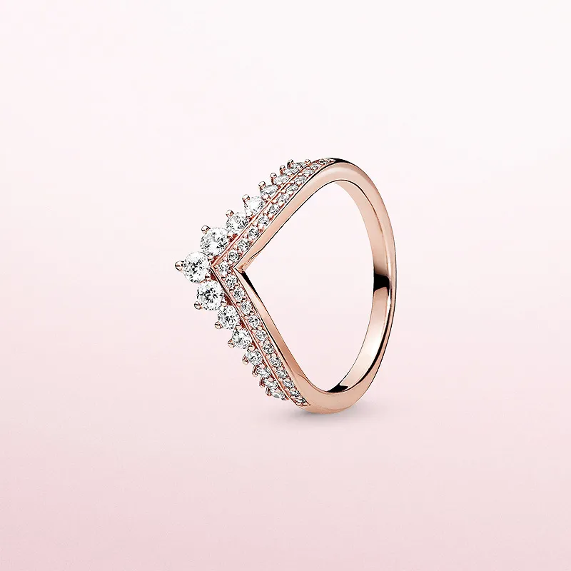 Wilde Prinzessin Wunsch Ring für Pandora 925 Sterling Silber mit CZ Diamant plattiert Roségold Hohe Qualität Charme Damen Ring mit Box