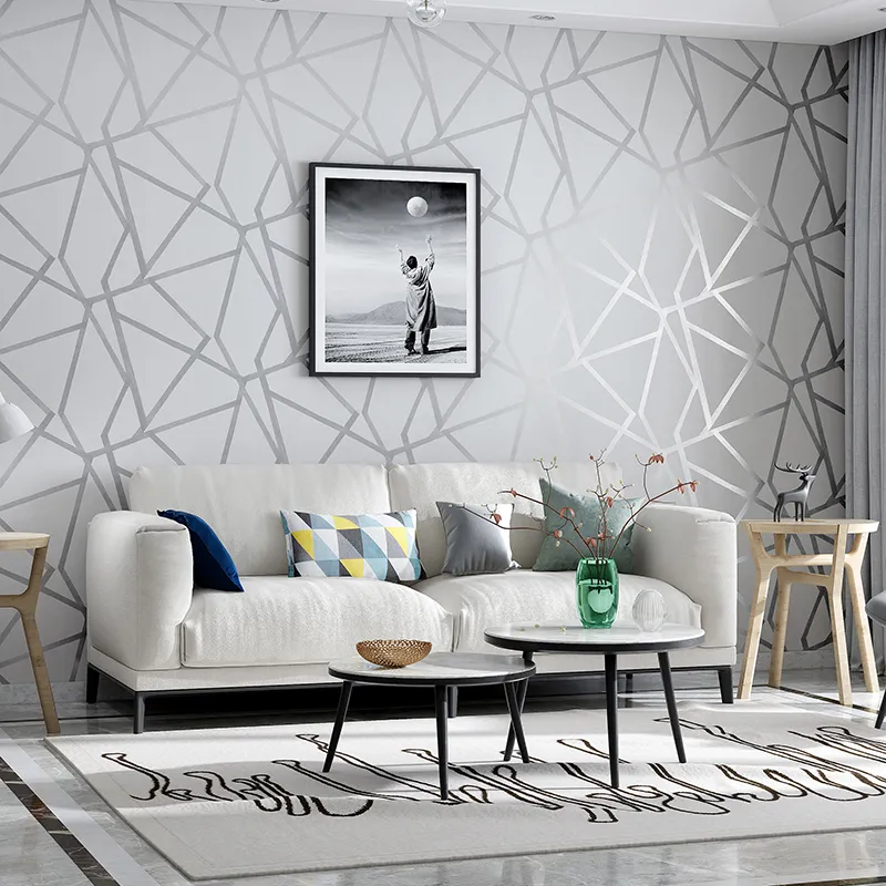 Grey Geometric Wallpaper For Living