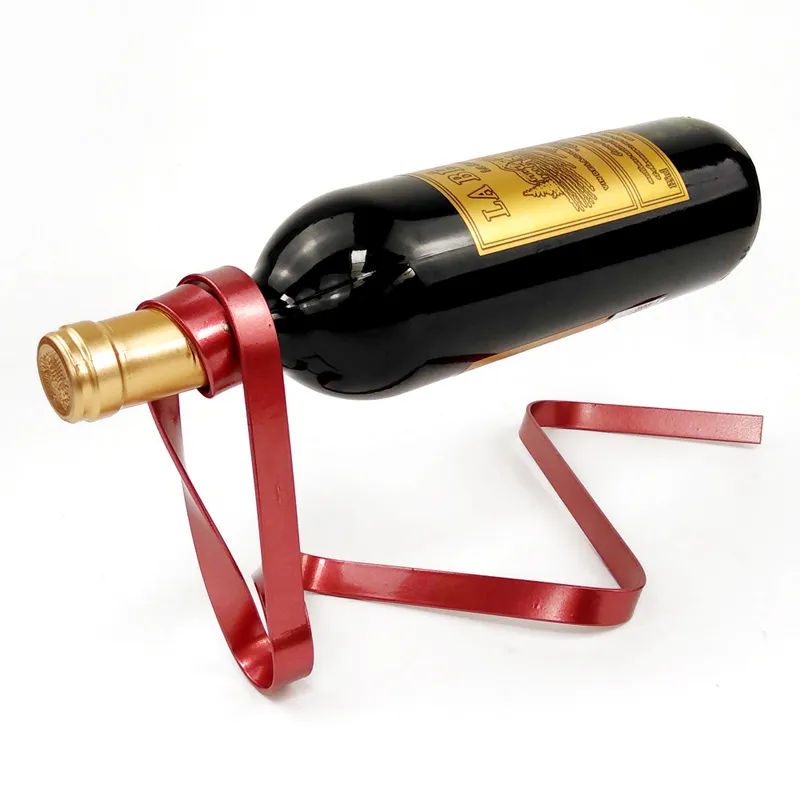 The new floating ribbon wine rack for 2020 is a gravity balance wine rack holder for creative gifts and crafts size 36*15*16cm
