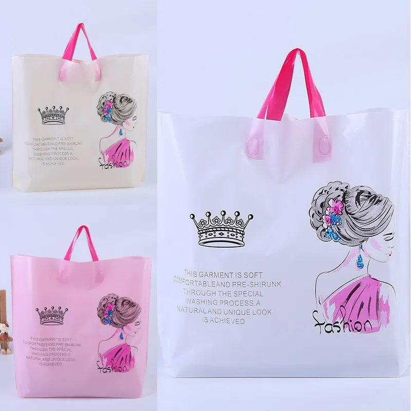 Sacchetto regalo in plastica con manico Borsa tote Spessa confezione regalo per abbigliamento Borse per imballaggio Borsa per la spesa per indumenti