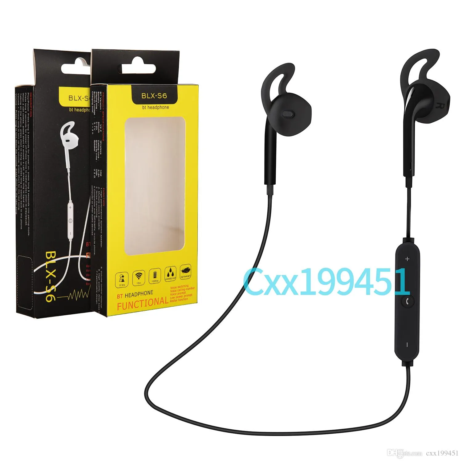 Fashion S6 Wireless Bluetooth Headphone Stereo Cellphone In Ear Headset