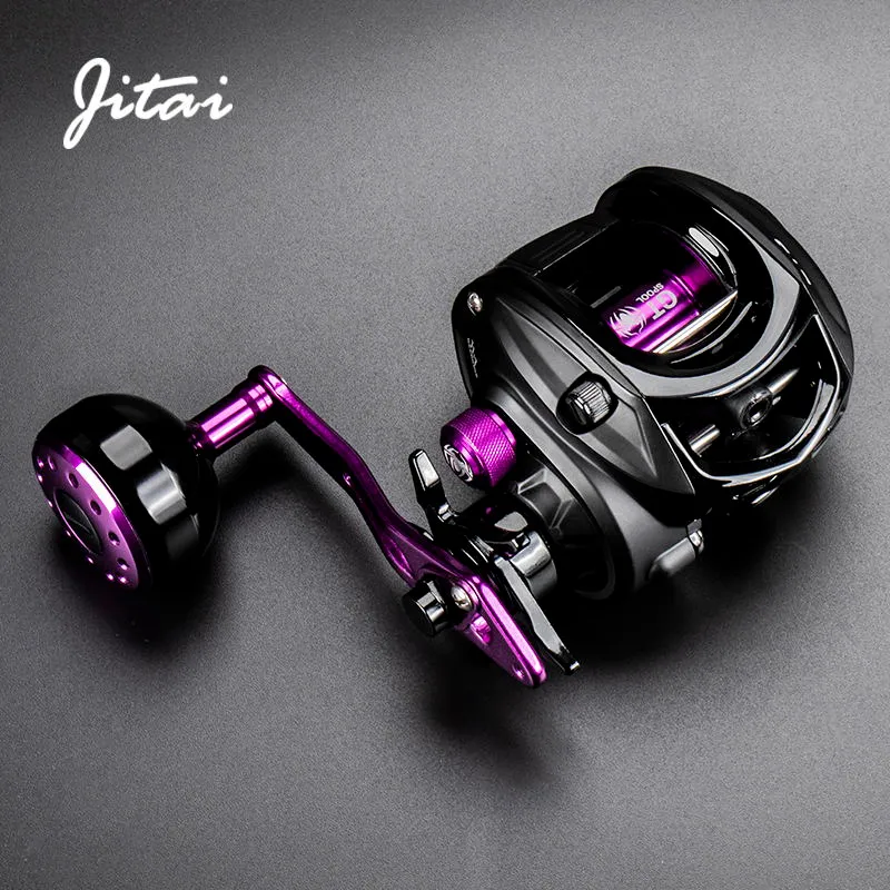 Jitai Baitcasting Reel de Pesca Aço Inoxidável 12BBS 92mm Extended Maçador Botão 8KG Fibra de Carbono Arraste a Rodas da Bobina Carretilha