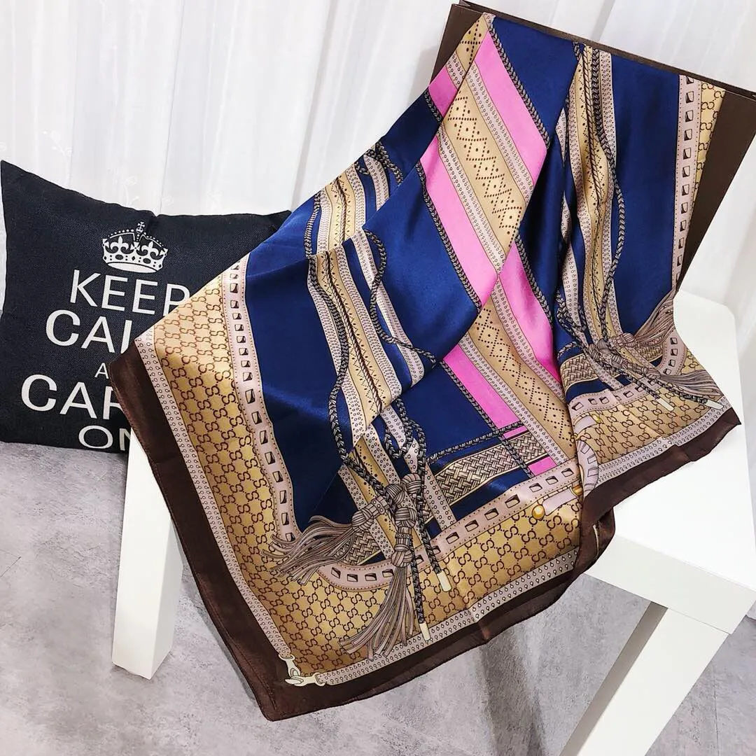 Bufanda de seda de diseñador de calidad superior a la moda Bufandas de seda de marca al por mayor para mujer Verano suave y fina envoltura de playa Mantón de marca con estampado de moda 180x90Cm