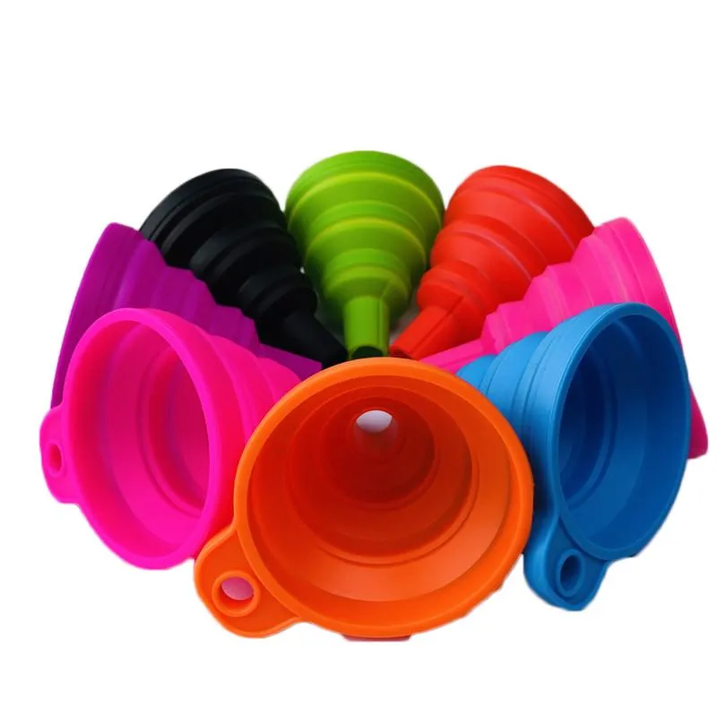 Silicone funil dobrável mini silicone estilo colapsible funnels portátil funnels ser hung cozinha ferramenta