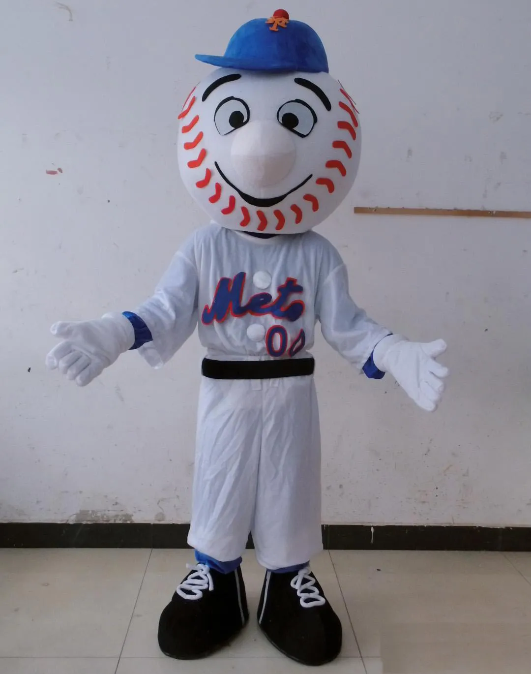 2019 Factory Hot Plush Baseball Mascot Costume Mr Met Mascot Suit för vuxna till salu