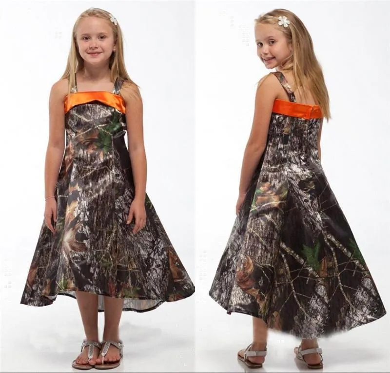 Camo Flower Girl Dresses Realtree Camouflage Princess A Line Spaghetti Ankle Length Bridesmaid Gowns From Queenshoebox 67.26 DHgate.Com