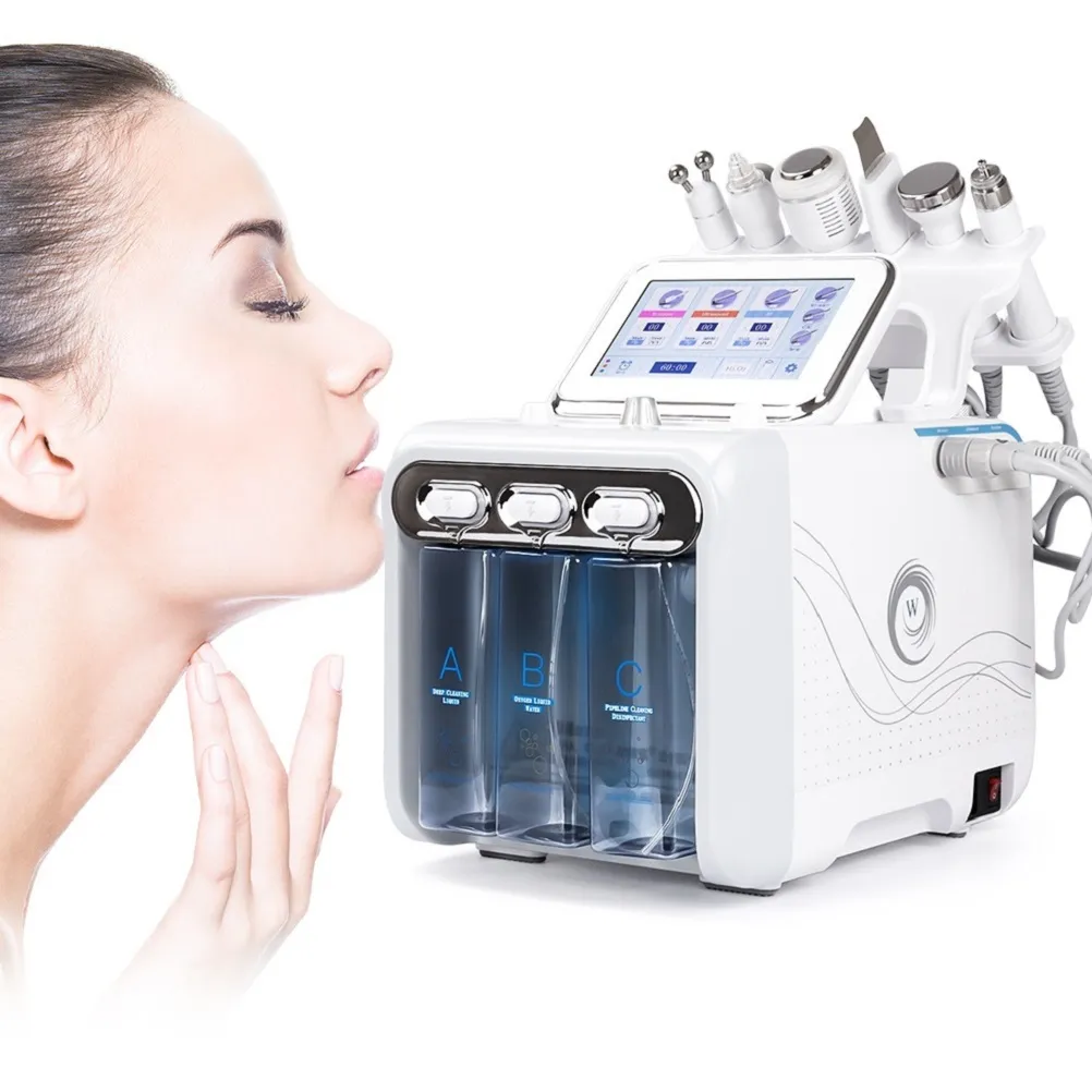 6 in 1 H2 O2 Facial Dermabrasion Hydro Microdermabrasion Peeling Vacuum Skin Cleaning Water Aqua Oxygen Spray Device Beauty Machine