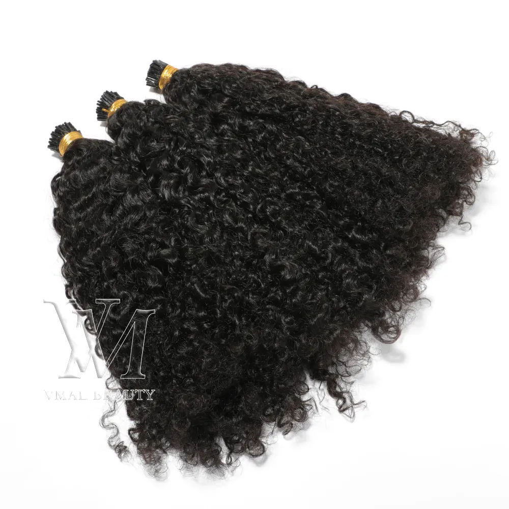 Mongol péruvien je pointe Afro crépus bouclés 100 brins pré-collé bâton je pointe kératine Fusion vierge Extension de cheveux humains