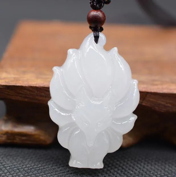 Natural Green Jade Fox Pendant Necklace - Hand-Carved Amulet Charm, Fashion Jewelry Gift - View #2