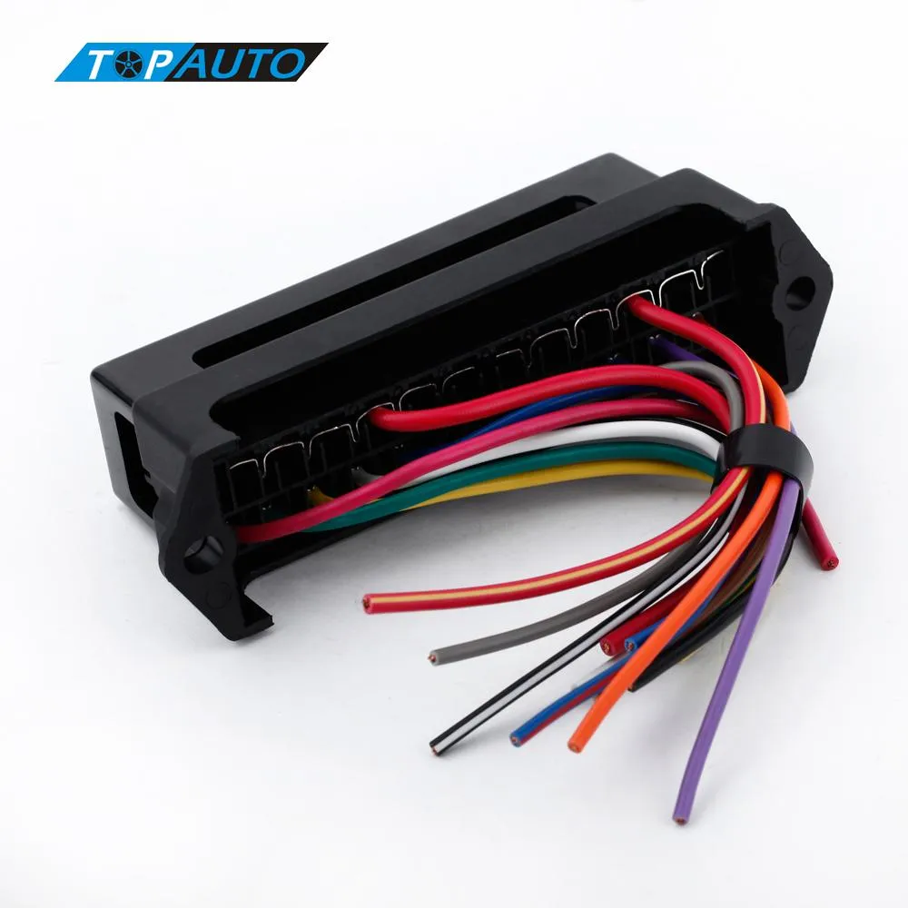 Livraison gratuite 12 voies DC 12V Volt Boîte à fusibles 24V 32V Circuit Remorque de voiture Auto Lame Boîte à fusibles Porte-bloc ATC ATO 2 entrées 12 sorties Fil