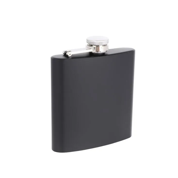 Matt Black 6oz Liquor Hip Flask Screw Cap, 100% rostfritt stål, lasersvetsning, personlig logotyp Gratis LX1168