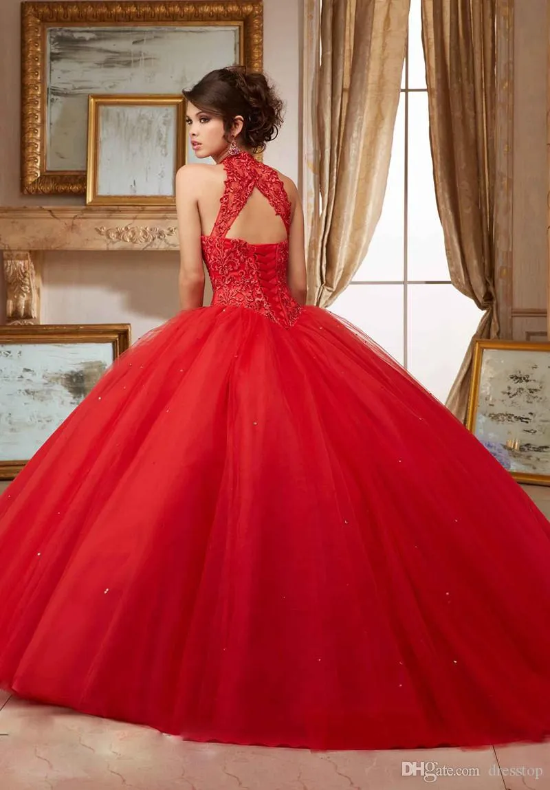 Venda Vermelho querida princesa vestido de baile frisado flores em