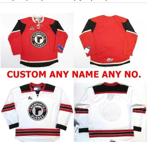 Benutzerdefinierte Männer Jugend Frauen Jahrgang # anpassen QMJHL Quebec Remparts Rot Weiß Hockey-Jersey-Größe S-5XL oder benutzerdefinierten beliebigen Namen oder Nummer