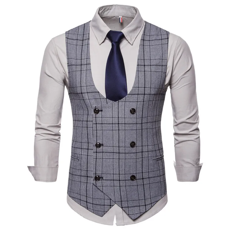 Mens U Shaped Casual Suit Vest For Amal Weeding And Spring Autumn Fashion Plus Size Plaid Waistcoat Mens From Tiguan 25.49 DHgate.Com