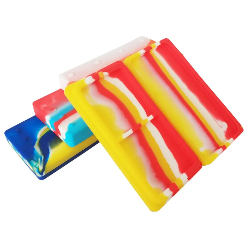 Recipiente de cera de silicone para dabs 5 pçs/lote 50 ml retângulo plano cores sortidas recipientes inquebráveis potes de armazenamento de concentrado de cera recipientes de dab