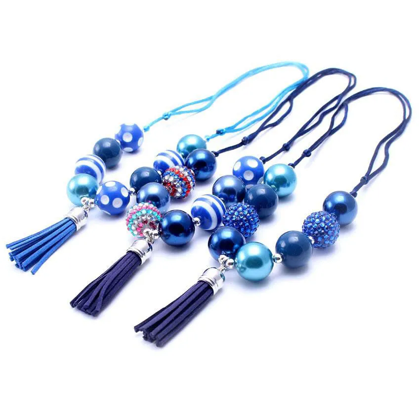 Il più nuovo colore blu navy regolato collana con nappa regalo di festa di compleanno per i più piccoli ragazze in rilievo Bubblegum Baby Kids collana robusta gioielli