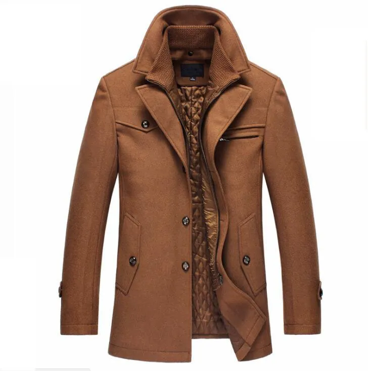 Abrigo de guisante para hombre, triangulación de envíos, nuevo abrigo de lana de invierno, chaquetas ajustadas, chaqueta informal cálida para hombre, chaqueta y talla M-4XL