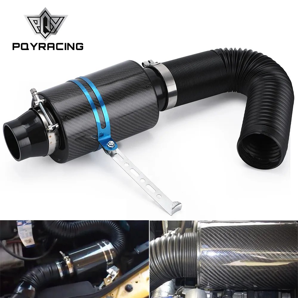 PQY - New Universal Racing Carbon Fiber Cold Feed Induction Kit Air Intake Kit Air Filter Box Witout Fan PQY-AIT13