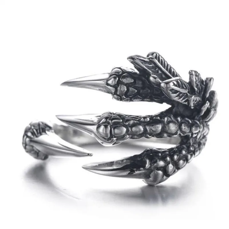 Dragon Claws Edelstahlband 1 Stück Herrenring Schmuck Silber verstellbar Punk Rock Neuer Ring Unisex