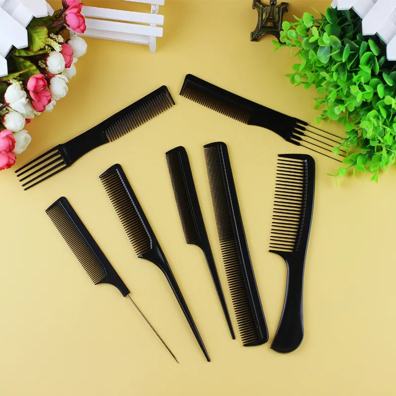 10-Piece Professional Hair Comb Set – Black Barber Combs For Detangling, Styling & Salon