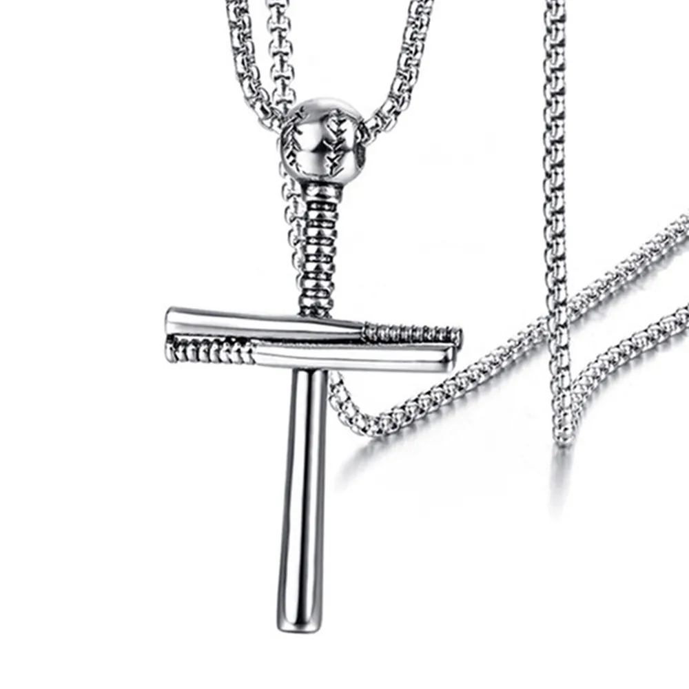 Stainless Steel Baseball Cross Pendant Necklace Men Women - Temu