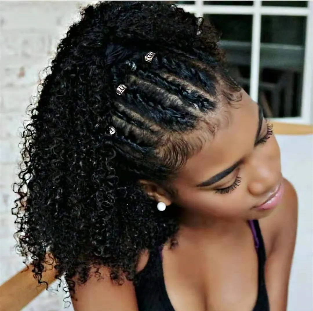 Siyah Afro Puff Kinky Kıvırcık ipli ponytails insan saçı uzatma midilli kuyruğu saç parçası kapalı 160g Afrikalı amerikan kadın ponytails